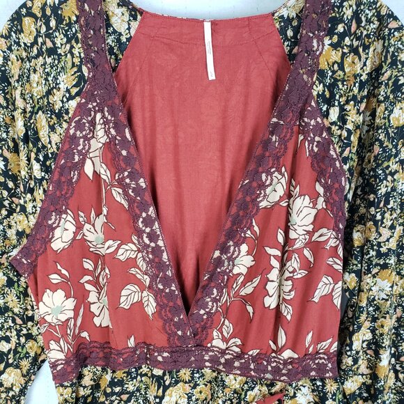Free People Tilda Maxi Wrap Dress Floral Bohemian size L - Picture 6 of 16